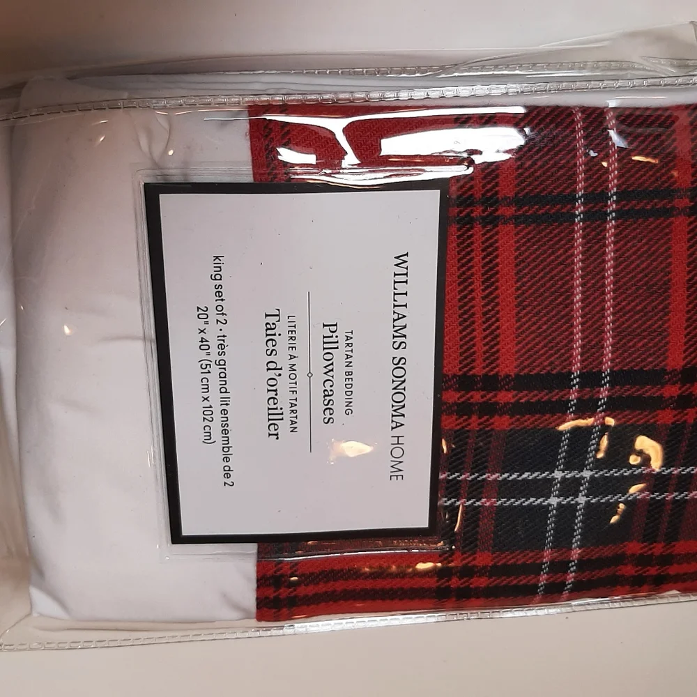 Williams Sonoma Tartan KING pillowcases (1 pair)